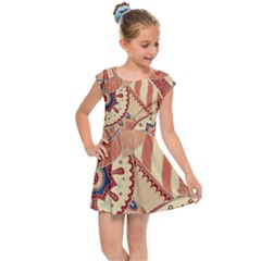 Pop Art Paisley Flowers Ornaments Multicolored 4 Kids  Cap Sleeve Dress by EDDArt