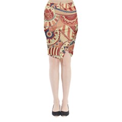 Pop Art Paisley Flowers Ornaments Multicolored 4 Midi Wrap Pencil Skirt by EDDArt