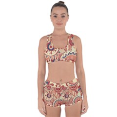 Pop Art Paisley Flowers Ornaments Multicolored 4 Racerback Boyleg Bikini Set by EDDArt