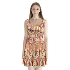 Pop Art Paisley Flowers Ornaments Multicolored 4 Split Back Mini Dress  by EDDArt