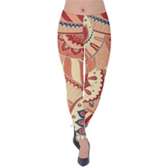 Pop Art Paisley Flowers Ornaments Multicolored 4 Velvet Leggings by EDDArt