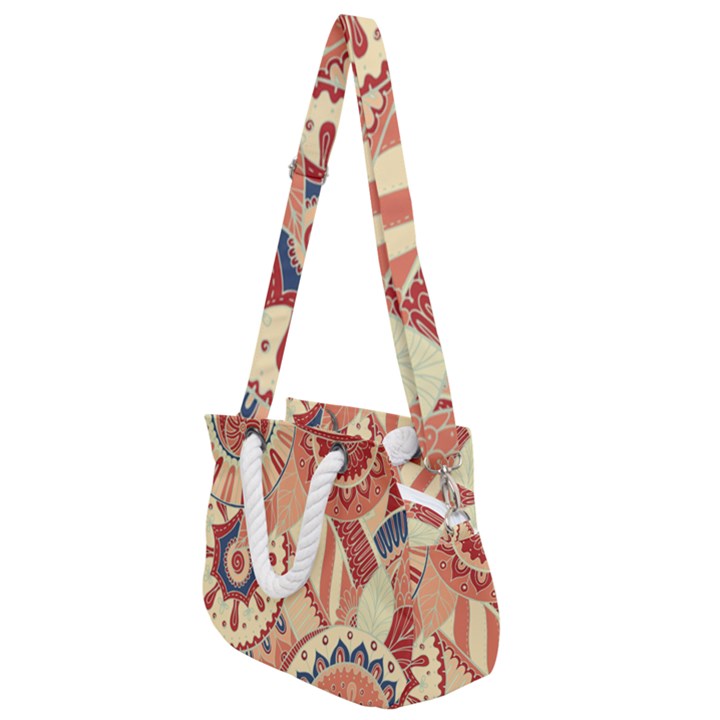 Pop Art Paisley Flowers Ornaments Multicolored 4 Rope Handles Shoulder Strap Bag