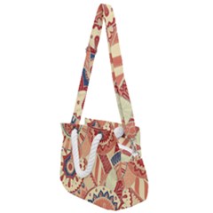 Pop Art Paisley Flowers Ornaments Multicolored 4 Rope Handles Shoulder Strap Bag