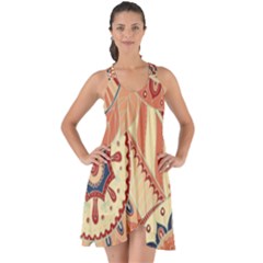 Pop Art Paisley Flowers Ornaments Multicolored 4 Show Some Back Chiffon Dress by EDDArt