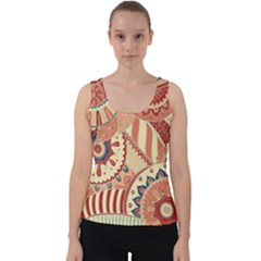 Pop Art Paisley Flowers Ornaments Multicolored 4 Velvet Tank Top by EDDArt