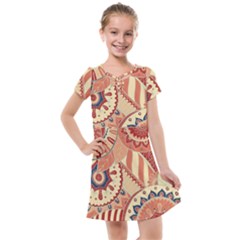 Pop Art Paisley Flowers Ornaments Multicolored 4 Kids  Cross Web Dress by EDDArt