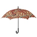 Pop Art Paisley Flowers Ornaments Multicolored 4 Background Solid Dark Red Hook Handle Umbrellas (Small) View3