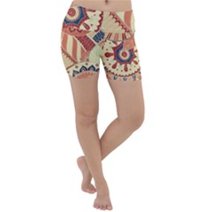 Pop Art Paisley Flowers Ornaments Multicolored 4 Lightweight Velour Yoga Shorts by EDDArt