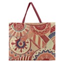 Pop Art Paisley Flowers Ornaments Multicolored 4 Background Solid Dark Red Zipper Large Tote Bag View1