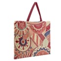 Pop Art Paisley Flowers Ornaments Multicolored 4 Background Solid Dark Red Zipper Large Tote Bag View2