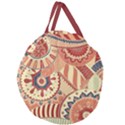 Pop Art Paisley Flowers Ornaments Multicolored 4 Background Solid Dark Red Giant Round Zipper Tote View1