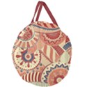 Pop Art Paisley Flowers Ornaments Multicolored 4 Background Solid Dark Red Giant Round Zipper Tote View2