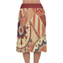 Pop Art Paisley Flowers Ornaments Multicolored 4 Background Solid Dark Red Velvet Flared Midi Skirt View2