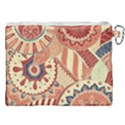 Pop Art Paisley Flowers Ornaments Multicolored 4 Background Solid Dark Red Canvas Cosmetic Bag (XXL) View2