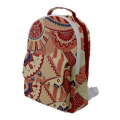 Pop Art Paisley Flowers Ornaments Multicolored 4 Background Solid Dark Red Flap Pocket Backpack (large) by EDDArt