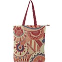 Pop Art Paisley Flowers Ornaments Multicolored 4 Background Solid Dark Red Double Zip Up Tote Bag View1