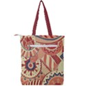 Pop Art Paisley Flowers Ornaments Multicolored 4 Background Solid Dark Red Double Zip Up Tote Bag View2