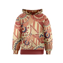 Pop Art Paisley Flowers Ornaments Multicolored 4 Background Solid Dark Red Kids  Pullover Hoodie