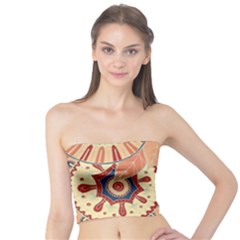 Pop Art Paisley Flowers Ornaments Multicolored 4 Background Solid Dark Red Tube Top by EDDArt