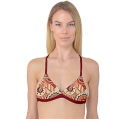 Pop Art Paisley Flowers Ornaments Multicolored 4 Background Solid Dark Red Reversible Tri Bikini Top