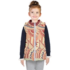 Pop Art Paisley Flowers Ornaments Multicolored 4 Background Solid Dark Red Kids  Hooded Puffer Vest