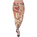 Pop Art Paisley Flowers Ornaments Multicolored 4 Background Solid Dark Red Velvet Leggings View1