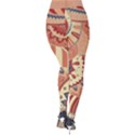 Pop Art Paisley Flowers Ornaments Multicolored 4 Background Solid Dark Red Velvet Leggings View2