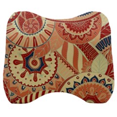 Pop Art Paisley Flowers Ornaments Multicolored 4 Background Solid Dark Red Velour Head Support Cushion