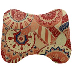 Pop Art Paisley Flowers Ornaments Multicolored 4 Background Solid Dark Red Head Support Cushion