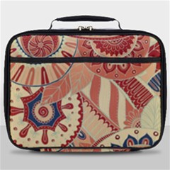 Pop Art Paisley Flowers Ornaments Multicolored 4 Background Solid Dark Red Full Print Lunch Bag