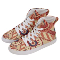 Pop Art Paisley Flowers Ornaments Multicolored 4 Background Solid Dark Red Men s Hi-top Skate Sneakers