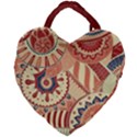 Pop Art Paisley Flowers Ornaments Multicolored 4 Background Solid Dark Red Giant Heart Shaped Tote View2