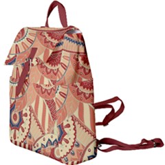 Pop Art Paisley Flowers Ornaments Multicolored 4 Background Solid Dark Red Buckle Everyday Backpack