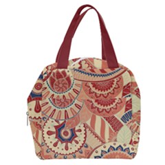 Pop Art Paisley Flowers Ornaments Multicolored 4 Background Solid Dark Red Boxy Hand Bag