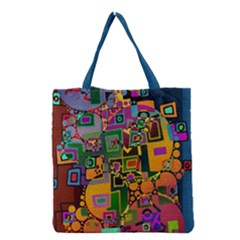 Modern Geometric Art   Dancing In The City Background Solid Dark Blue Grocery Tote Bag