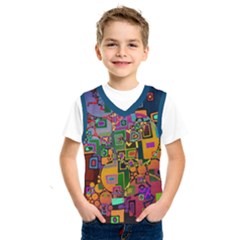 Modern Geometric Art   Dancing In The City Background Solid Dark Blue Kids  Sportswear by EDDArt