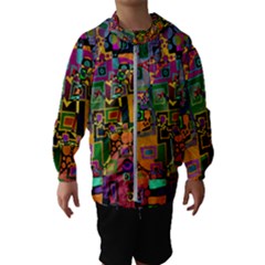 Modern Geometric Art   Dancing In The City Background Solid Dark Blue Kids  Hooded Windbreaker by EDDArt