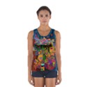 Modern Geometric Art   Dancing In The City Background Solid Dark Blue Sport Tank Top  View1