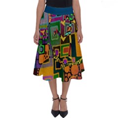 Modern Geometric Art   Dancing In The City Background Solid Dark Blue Perfect Length Midi Skirt