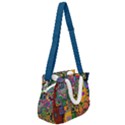 Modern Geometric Art   Dancing In The City Background Solid Dark Blue Rope Handles Shoulder Strap Bag View2