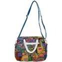 Modern Geometric Art   Dancing In The City Background Solid Dark Blue Rope Handles Shoulder Strap Bag View3