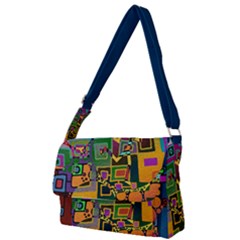 Modern Geometric Art   Dancing In The City Background Solid Dark Blue Full Print Messenger Bag by EDDArt