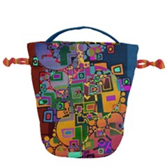 Modern Geometric Art   Dancing In The City Background Solid Dark Blue Drawstring Bucket Bag