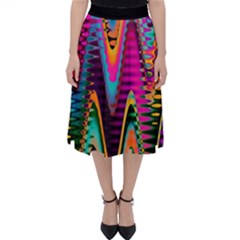 Multicolored Wave Distortion Zigzag Chevrons 2 Background Color Solid Black Classic Midi Skirt by EDDArt