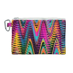 Multicolored Wave Distortion Zigzag Chevrons 2 Background Color Solid Black Canvas Cosmetic Bag (large) by EDDArt