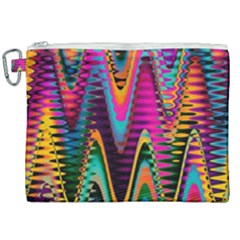 Multicolored Wave Distortion Zigzag Chevrons 2 Background Color Solid Black Canvas Cosmetic Bag (xxl) by EDDArt