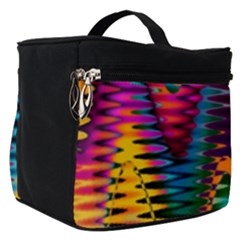 Multicolored Wave Distortion Zigzag Chevrons 2 Background Color Solid Black Make Up Travel Bag (small) by EDDArt