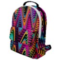 Multicolored Wave Distortion Zigzag Chevrons 2 Background Color Solid Black Flap Pocket Backpack (Small) View1