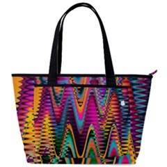 Multicolored Wave Distortion Zigzag Chevrons 2 Background Color Solid Black Back Pocket Shoulder Bag 