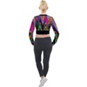 Multicolored Wave Distortion Zigzag Chevrons 2 Background Color Solid Black Long Sleeve Cropped Velvet Jacket View2